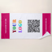 Plage Logo Personnalisé Texte QR Code Beach Serviette de (Devant)