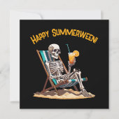 Plage Lounge Skeleton Carte de voeux Halloween (Devant)
