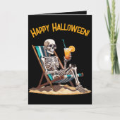 Plage Lounge Skeleton Carte de voeux Halloween (Devant)