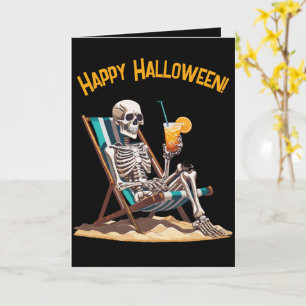 Plage Lounge Skeleton Carte de voeux Halloween