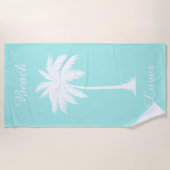 Plage Lover Palm Tree Bleu Blanc Plage Serviette (Devant)