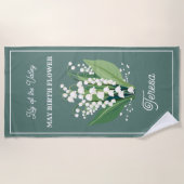 Plage Mai Fleur de naissance Nom personnalisé Serviette  (Devant)
