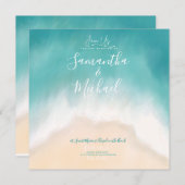 Plage mariage aquarelle île Invitation (Devant / Derrière)