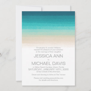 Plage Mariage Aquarelle Ombre Invitation moderne