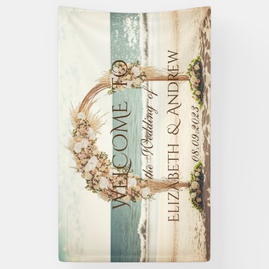 Plage Mariage Arbor Rosesl Bannière Mariage (Vertical)