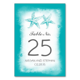 Plage Mariage Bleu Numéro de table Cartes de place