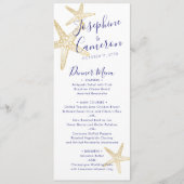 Plage Mariage Blue Gold Starfish Menu moderne (Devant)