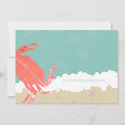 Plage Mariage Crabe Sable Océan Vagues Invitation (Dos)