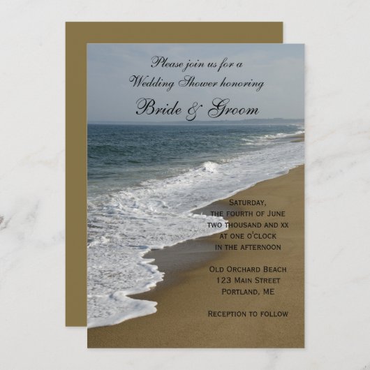 Plage Mariage Douche Invitation (Devant / Derrière)