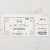 Plage Mariage Embarquement Vintage Invitations de (Devant / Derrière)