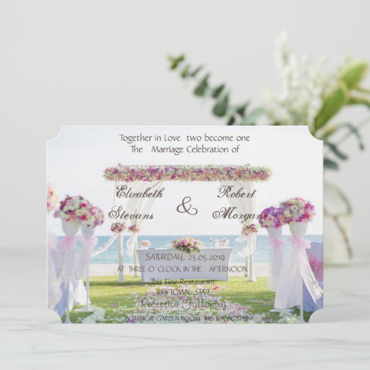 Plage Mariage Floral Invitation (Debout devant)