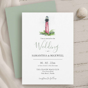 Plage Mariage Invitation aquarelle phare