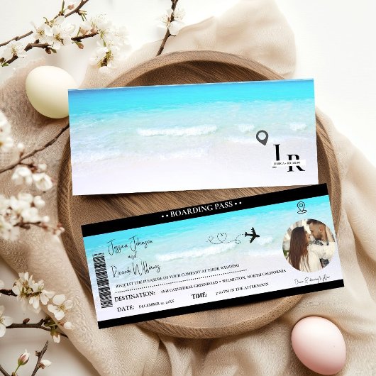 Plage Mariage invitation Billet d'embarquement