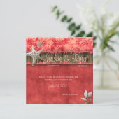 Plage Mariage Invitation Coquillage Corail Rouge (Debout devant)