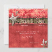 Plage Mariage Invitation Coquillage Corail Rouge (Devant)