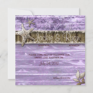 Plage Mariage Invitation Coquillage Pourpre Bois V