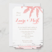 Plage Mariage Invitation Coral Palm Trees Bois (Dos)
