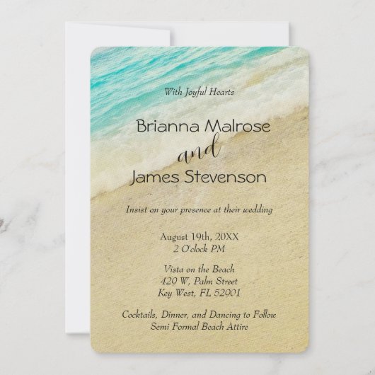 Plage Mariage Invitation Simple et élégant (Devant)