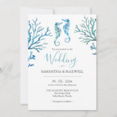 Plage Mariage Invitations Aquarelle Chevaux (Devant)