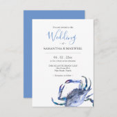 Plage Mariage Invitations Aquarelle Crabe (Devant / Derrière)