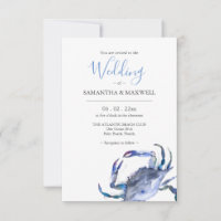 Plage Mariage Invitations Aquarelle Crabe