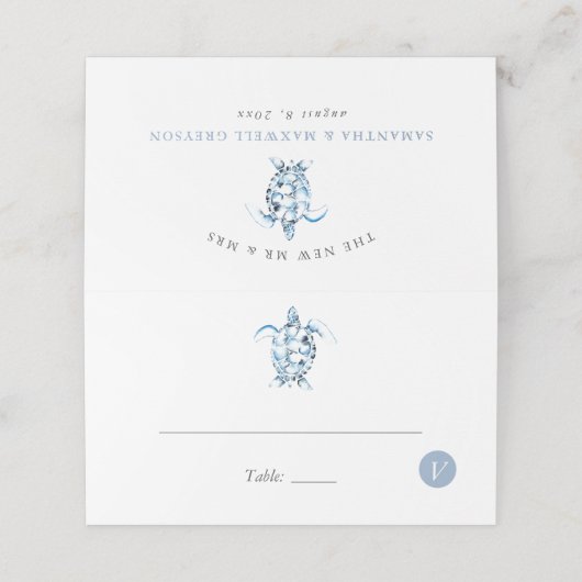 Plage Mariage Lieu Cartes Repas Choix de la tortue (Extérieur déplié)