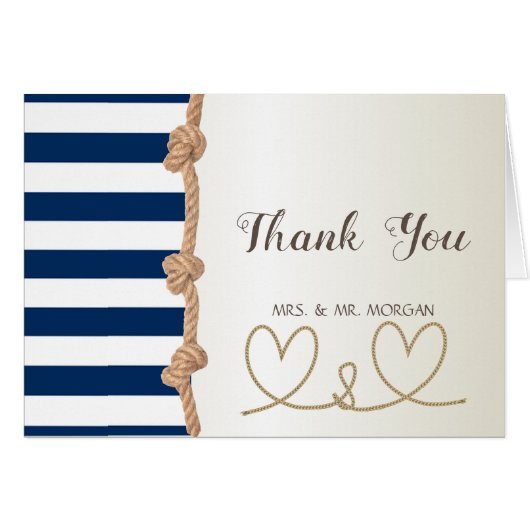 Plage Mariage Marine Rope, Coeurs, Stripes (Devant Horizontal)