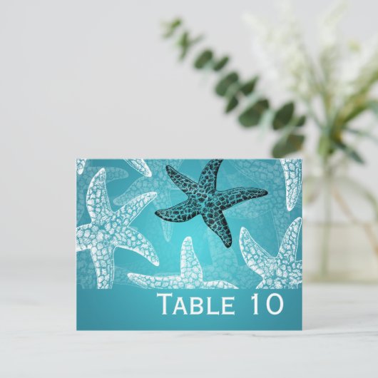 Plage Mariage Numéro de table Starfish Blue (Debout devant)
