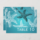 Plage Mariage Numéro de table Starfish Blue (Devant / Derrière)