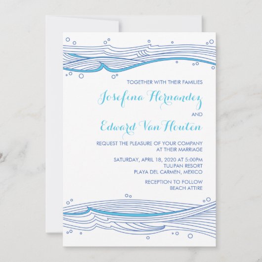 Plage Mariage Ocean Waves Invitations (Devant)
