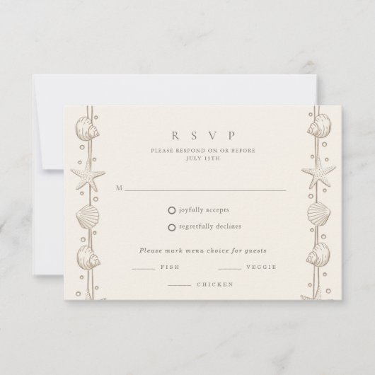 Plage Mariage Sand Seashell Menu (Devant)