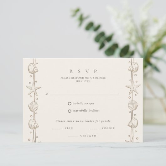 Plage Mariage Sand Seashell Menu (Debout devant)