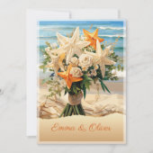 Plage Mariage Starfish Bouquet Invitation Card (Devant)