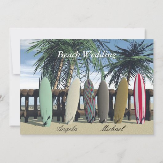 Plage Mariage Surfboards Invitation (Devant)