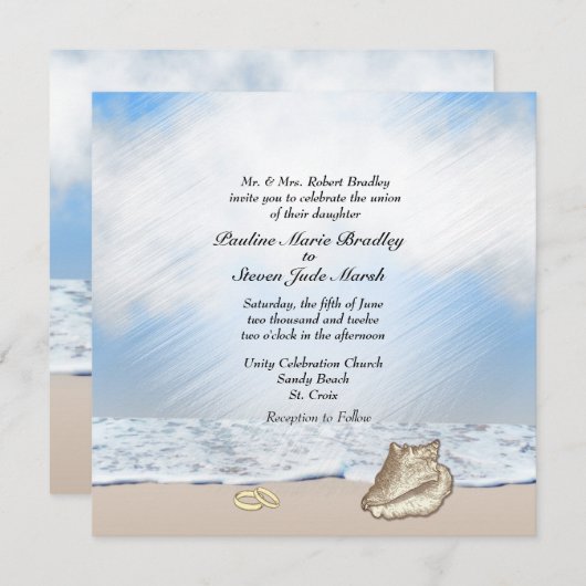 Plage Mariage Thème Invitation (Devant / Derrière)