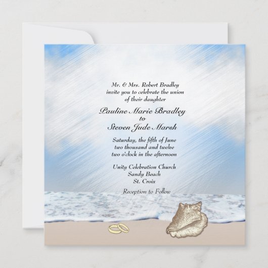 Plage Mariage Thème Invitation (Devant)