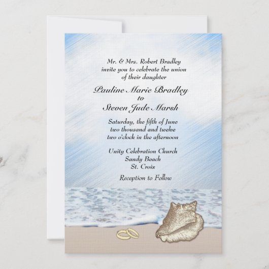 Plage Mariage Thème Invitation (Devant)
