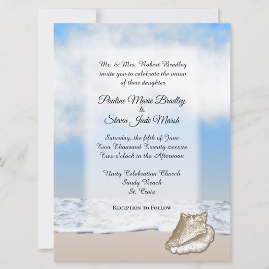Plage Mariage Thème Invitation (Devant)