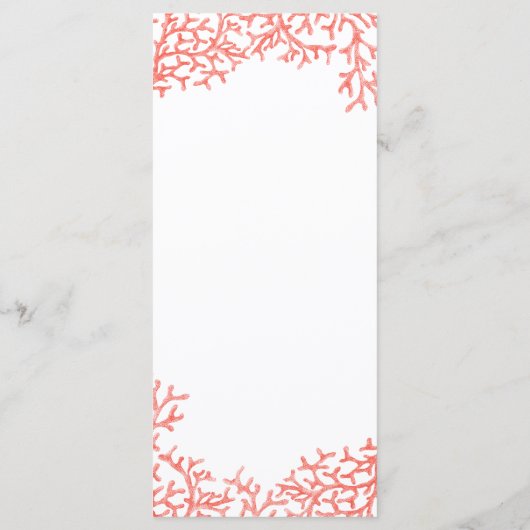 Plage Mariage Tropical Coral Reef Menu (Dos)