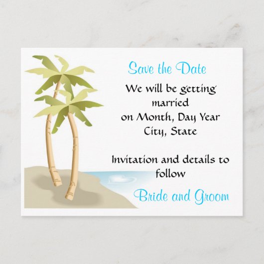 Plage/Mariage tropical Enregistrer la date Carte p (Devant)