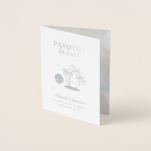 Plage Mariage Tropical Passport Invitation (Devant)