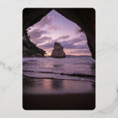 Plage marine bleu Mariage Foil Invitation (Verso)