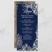 plage marine côtière menu bleu marine mariage (Devant / Derrière)