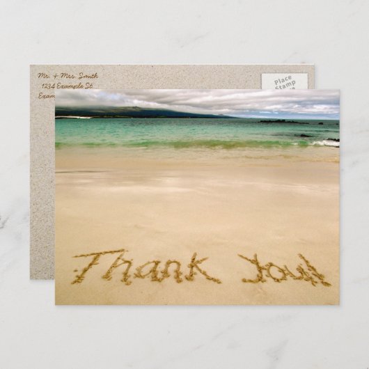 Plage "Merci" Note Carte postale-Envoyer en lune d (Devant / Derrière)