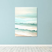 Plage Minimaliste Waves Pastel Vert Doux Toile Env (Insitu (Plancher de Bois))