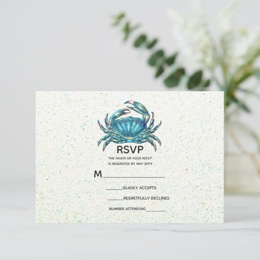 Plage moderne Crabe bleu Starfish Mariage RSVP (Debout devant)