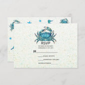 Plage moderne Crabe bleu Starfish Mariage RSVP (Devant / Derrière)