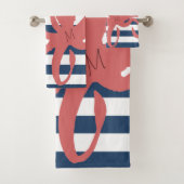 Plage moderne de pieuvre rouge marine blanche rayé (En situation)