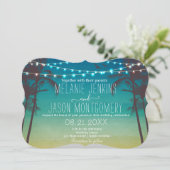 Plage moderne Faire-part de mariage tropicale palm (Debout devant)