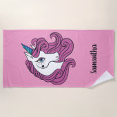 Plage Monogramme de licorne mignonne et serviette de (Devant)
